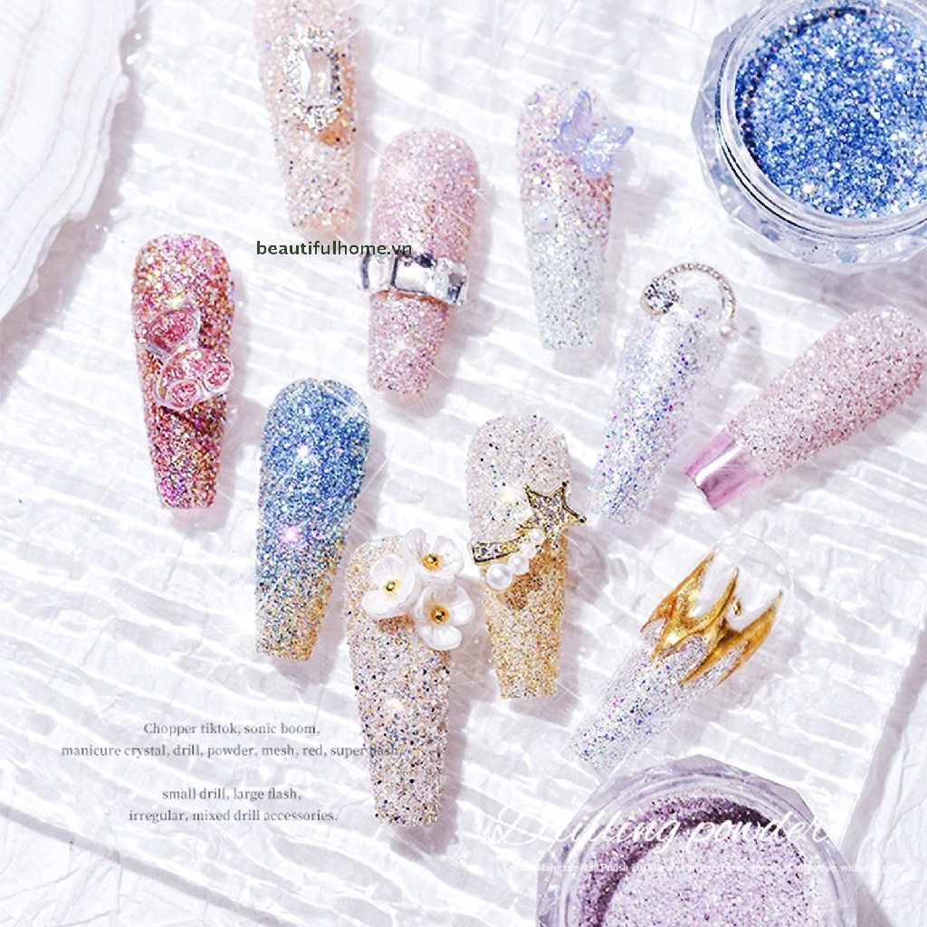 Bột Tráng Gương Màu Vàng Hồng Lấp Lánh Trang Trí Móng Nghệ Thuật