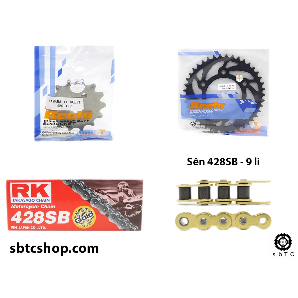 NSD Nhông dĩa RECTO sên RK vàng Exciter 150