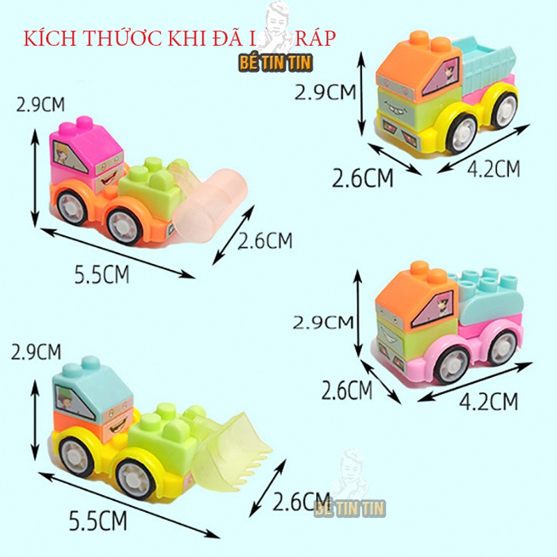 Sét Bộ đồ chơi Logo xếp hình xe cẩu, xe ô tô cảnh sát/ xe giao thông rèn luyện sự khéo léo cho bé