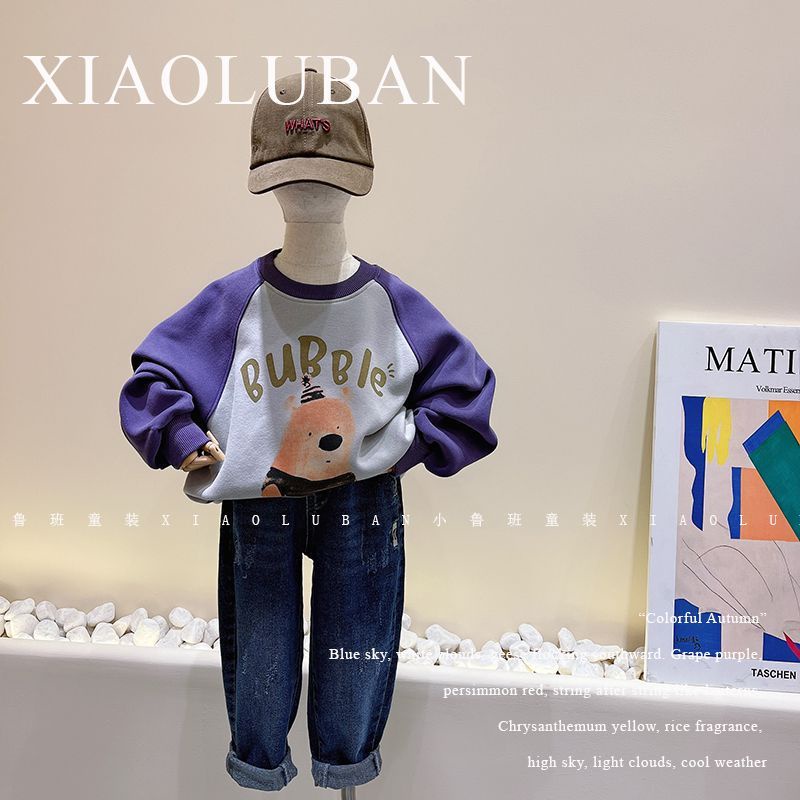 Áo Hoodie 100% Cotton Tay Dài Cổ Tròn In Họa Tiết Hoạt Hình Thời Trang Mùa Thu 2022 Cho Bé Trai