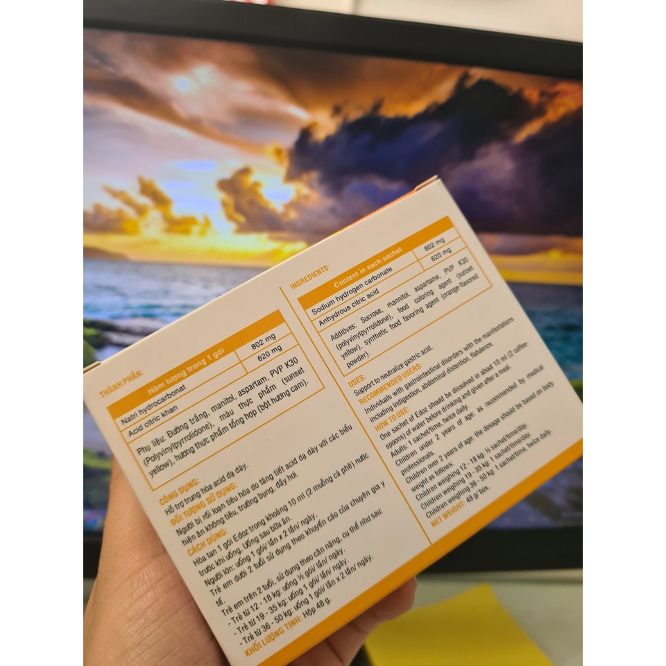 EDOZ KIDS giảm đầy hơi ợ chua hộp 24 gói