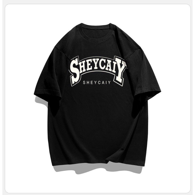 Áo Phông Cổ Tròn In Chữ SHEYCAIY Trước Ngực 100% Cotton Khô Thoáng Khí, Phong Cách Hot Trend