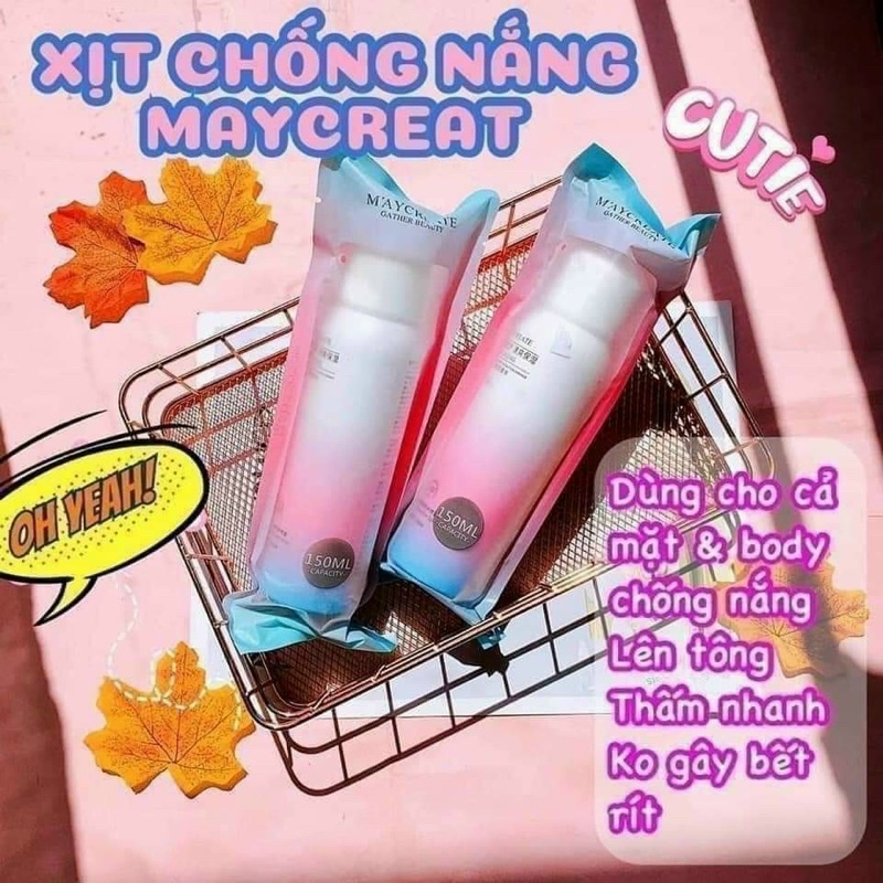 XỊT CHỐNG NẮNG MAYCREATE 150ml - chính hãng