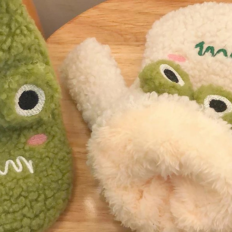 Găng Tay Giữ Ấm Mùa Đông Mềm Mại Dày Dặn Chống Gió Hình Chú Ếch Mắt To Cho Học Sinh / Văn Phòng