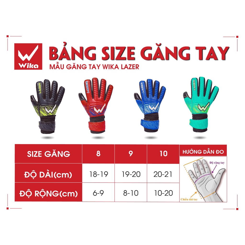 Găng Tay thủ Môn WIKA Lazer Xương Ngón Tay Tháo Rời Linh Hoạt