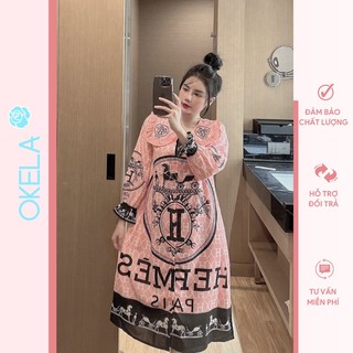 Đầm ngủ mặc nhà váy lụa bèo dễ thương tiểu thư xinh đẹp kute OKELA FB