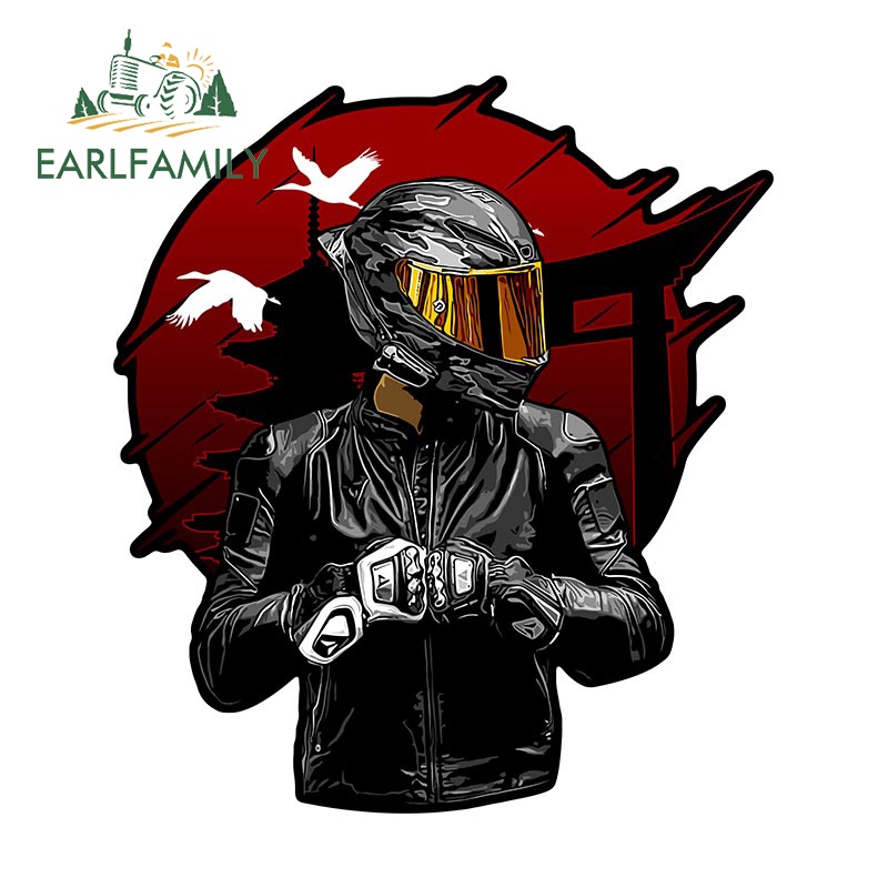 Sticker Dán Cửa Xe Hơi / Mô Tô Hình Rồng Và Xe Máy Kiểu Nhật Kích Thước 13Cmx12.1Cm