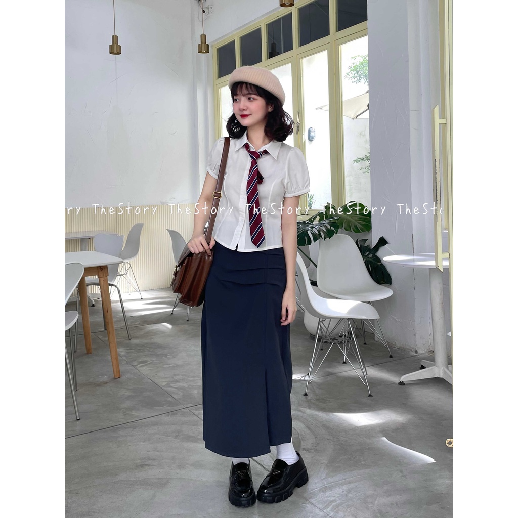 Chân váy dài nhún 1 bên  CV352