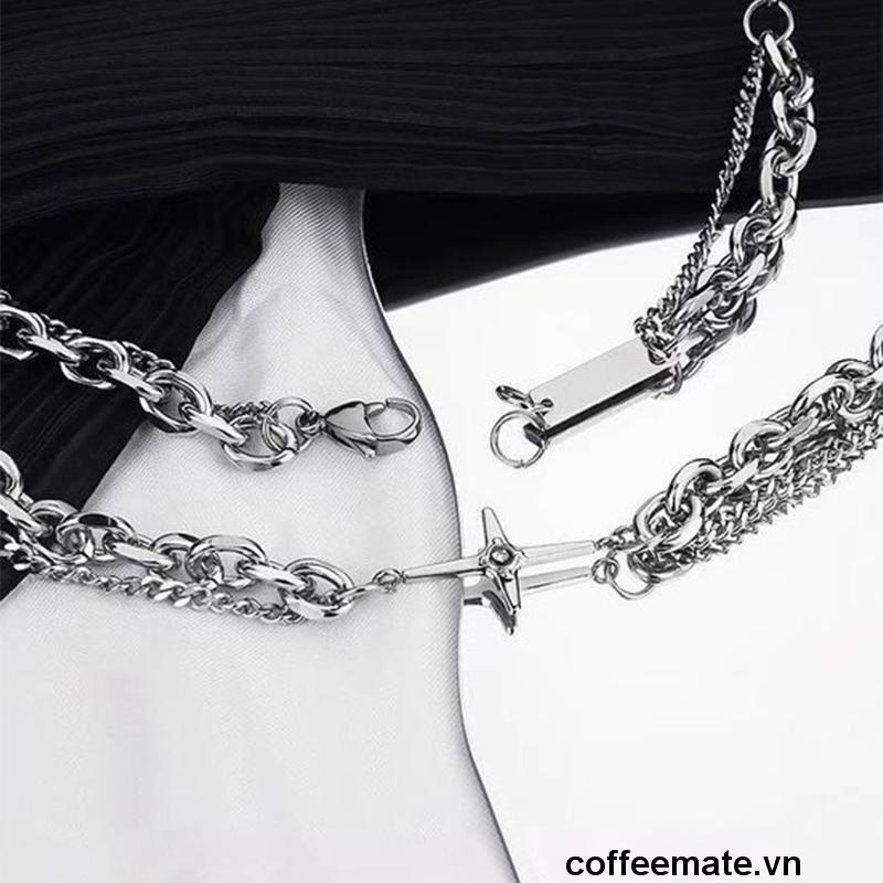 【coffeemate】⚡ Vòng Tay Bạc Thiết Kế Tối Giản Thời Trang Phong Cách Hip hop Punk Đường Phố Hàn Quốc