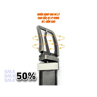 THẮT LƯNG ĐẦU KHÓA XOAY - DÂY DA 2 MẶT Thắt Lưng Nam Khóa Kim Da Thật Phong Cách Sang Trọng, Đơn Giản , Lịch Lãm