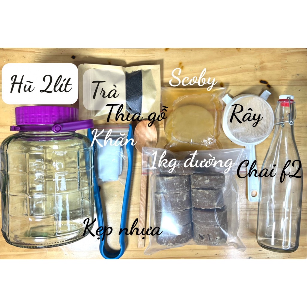 Combo SCOBY/KOMBUCHA CAO CẤP 9 MÓN đầy đủ KHÔNG PHẢI MUA BẤT KỲ CÁI GÌ NỮA