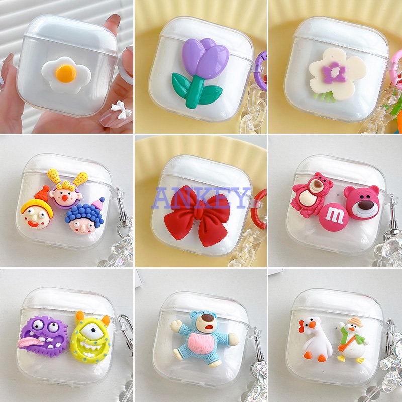 SoundPEATS Air 3 TrueAir 2 / 2+ Cover Rabbit Lovely Transparent Earphone Silicone Case Earbuds Waterproof Shockproof Soft Protective Headphone Cover Headset Skin with Hook