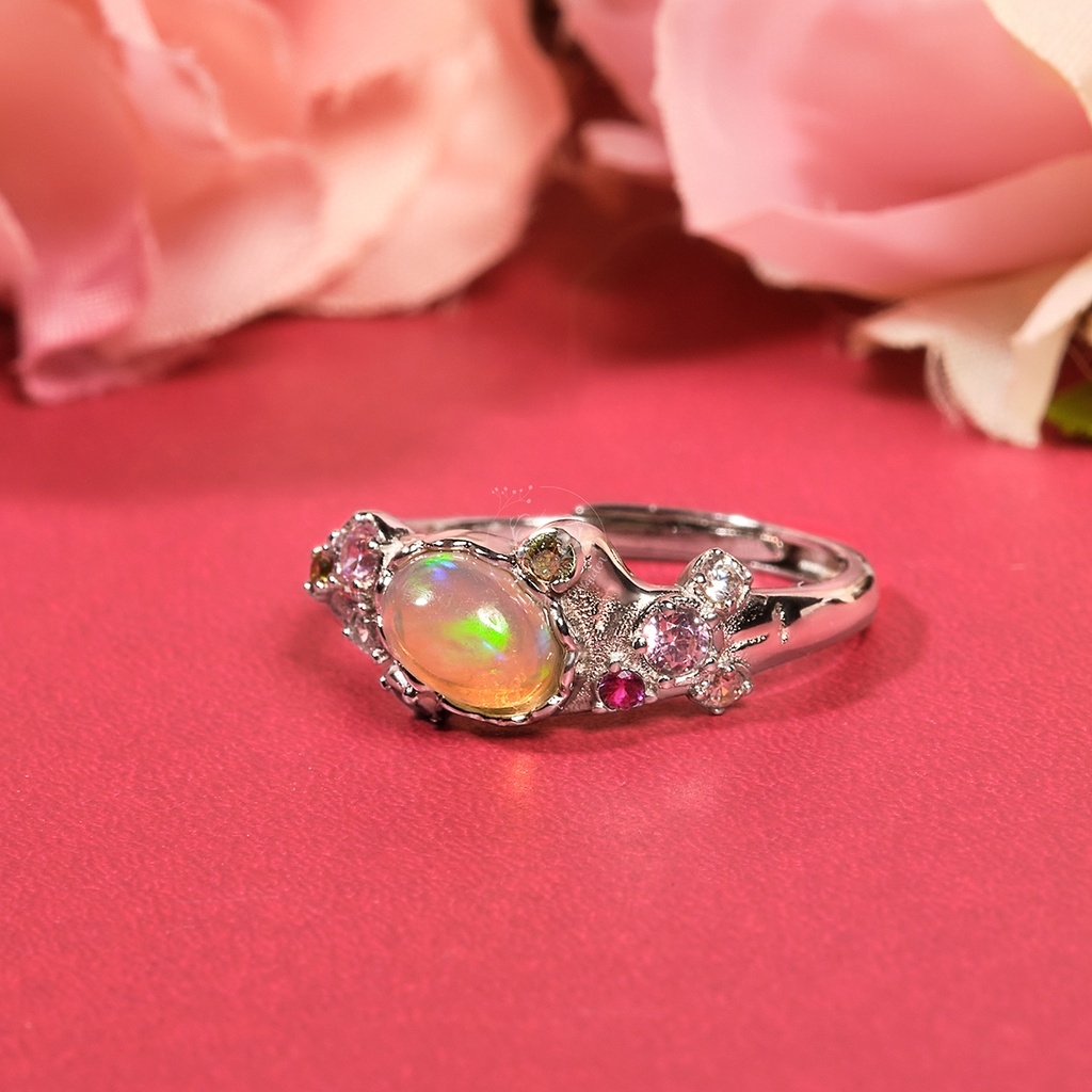 Nhẫn Nữ Đá Opal Thiên Nhiên Bạc 925