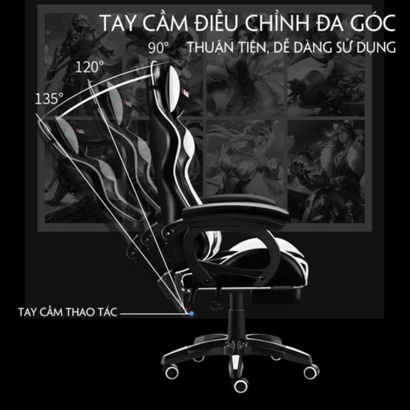 Ghế gaming players cao cấp Bee Furniture nhập khẩu ghế ngã sâu 135 độ