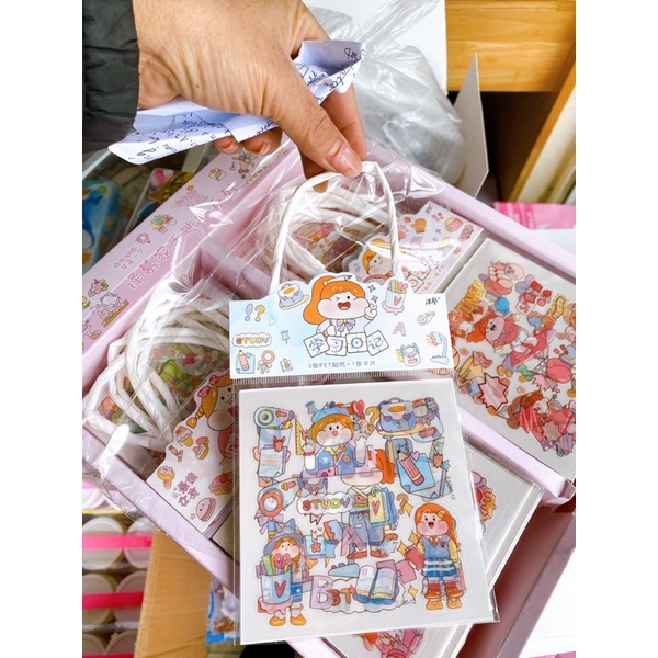 Hộp 40 tập dán sticker nhựa víp hình túi xách . túi 3 tờ