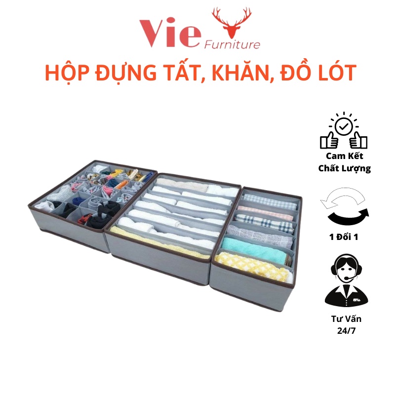 Hộp Vải Đựng Tất, Vớ - Giỏ Vải Đựng Ao Lót, Đồ Lót Gấp Gọn