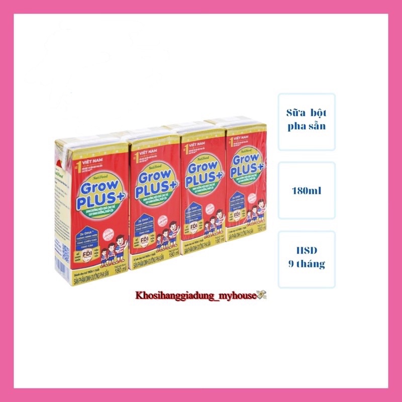 Lốc 4 hộp sữa Nutifood Grow Plus đỏ loại 110ml sữa cao cấp dành cho trẻ em