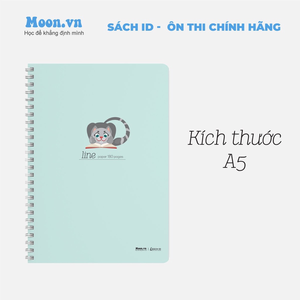 Sổ A5 lò xo ruột kẻ ngang 180 trang Moonbook | Sách ID