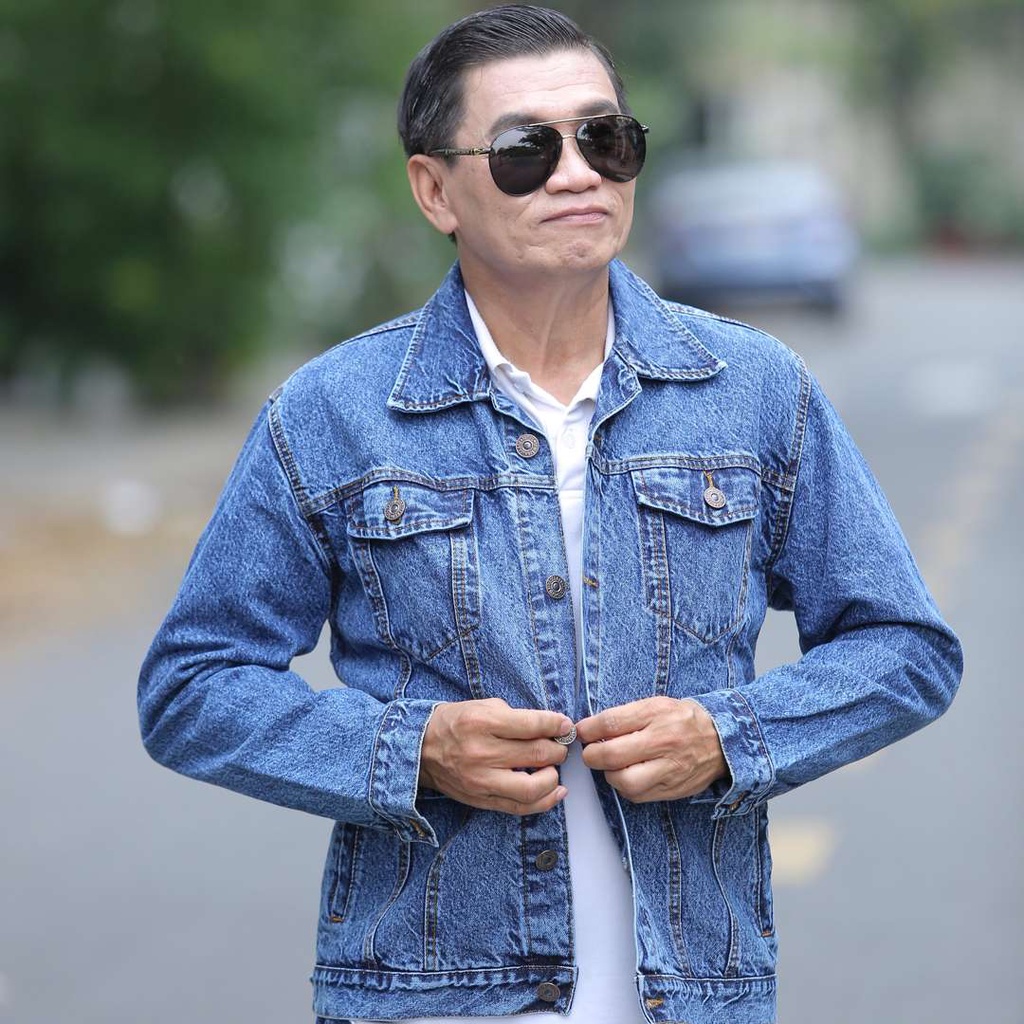 Áo khoác jean nam trung niên cao cấp, chất cotton 100% chính hãng, áo bò cho bố, GIAKHANGShop thời trang trung niên
