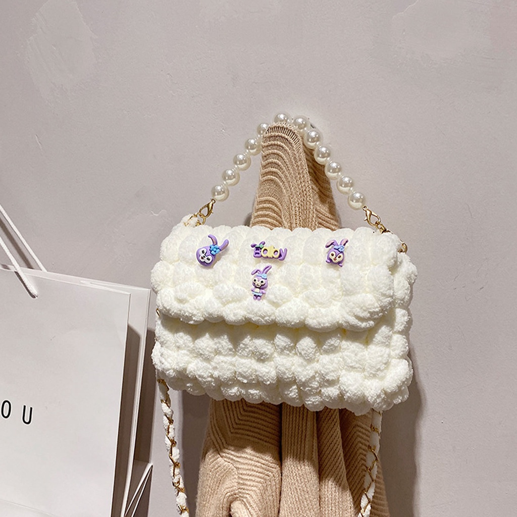 Có thể bán buôn Túi dệt đeo vai Thiết kế nút giấu từ tính tự làm sang trọng dành cho nữ Bạn gái Ilikebag Hàng giao ngay