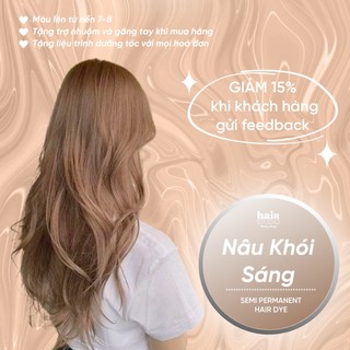 (Tặng Bodymist) Thuốc nhuộm tóc màu nâu khói sáng lên từ nền nâu (kèm trợ nhuộm, găng tay)