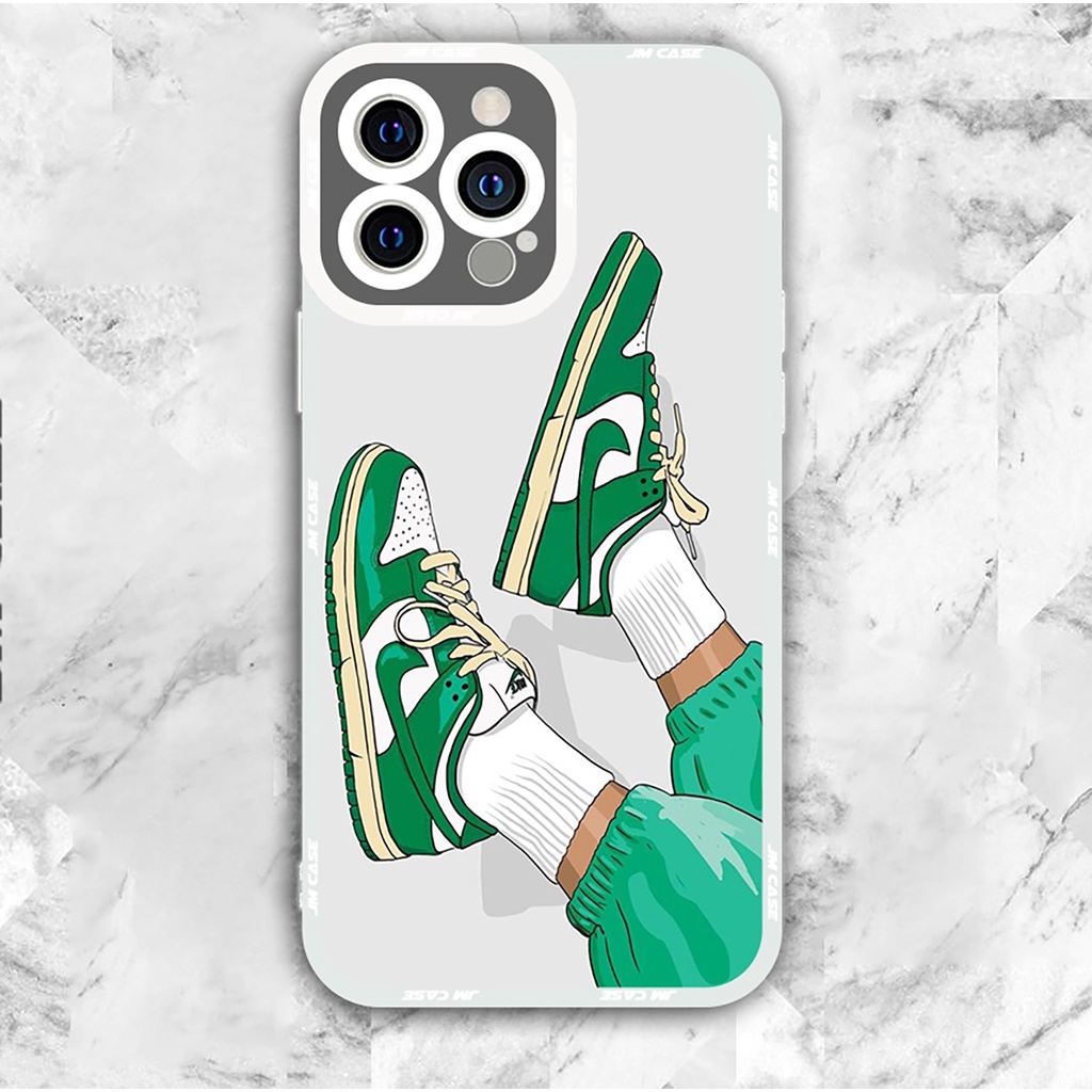 Ốp lưng iphone trong Nike Jordan xanh N22 cạnh vuông chống sốc bảo vệ camera 7plus/8plus/x/xsmax/11/12/13/pro/promax