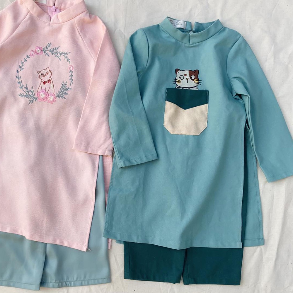 Áo dài bé trai nhung mịn phối nút kèm quần nhung baggy MamLa