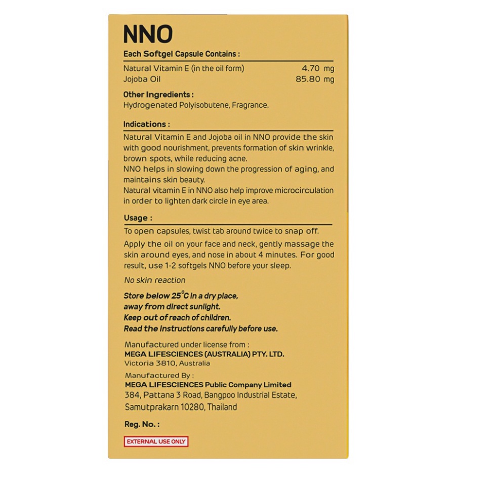 Dầu dưỡng da NNO Nourishing Night Oil Vitamin E Mega We Care 30 viên