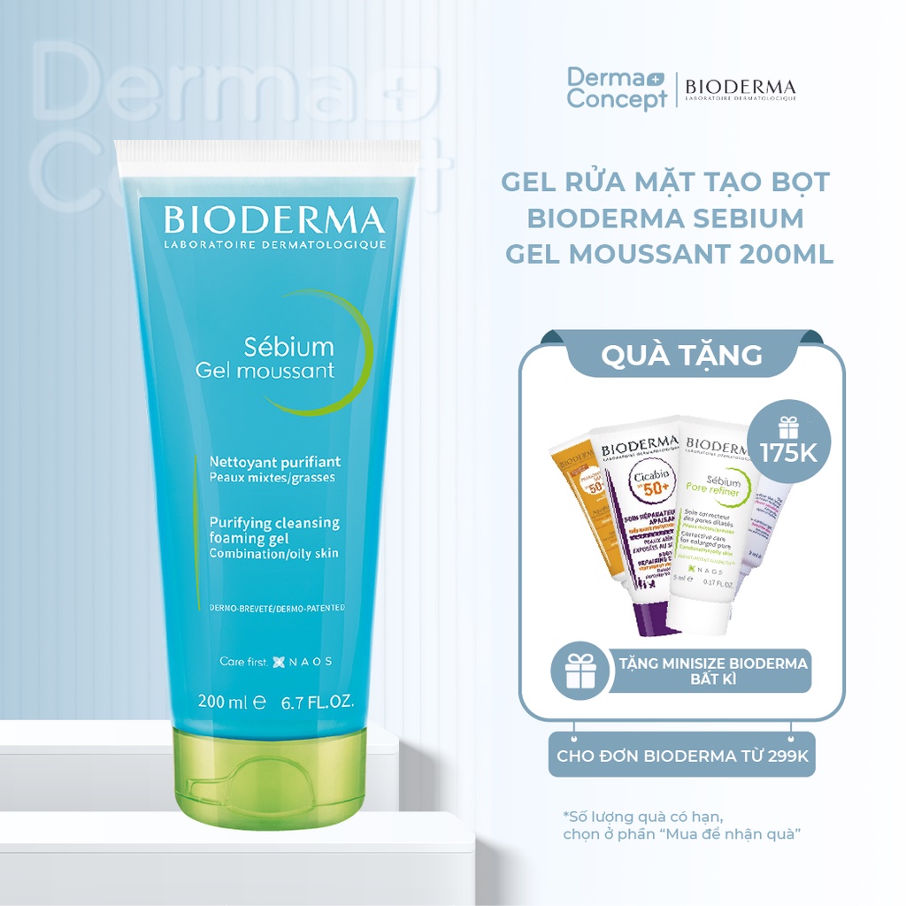 Gel rửa mặt tạo bọt, không chứa xà phòng Bioderma Sebium Gel Moussant 200ml/500ml