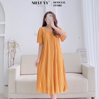 Đầm suông dự tiệc Nhật Vy tay cánh tiên cổ tròn chất thun dập ly phù hợp đi chơi dạo phố nhẹ nhàng - D2598