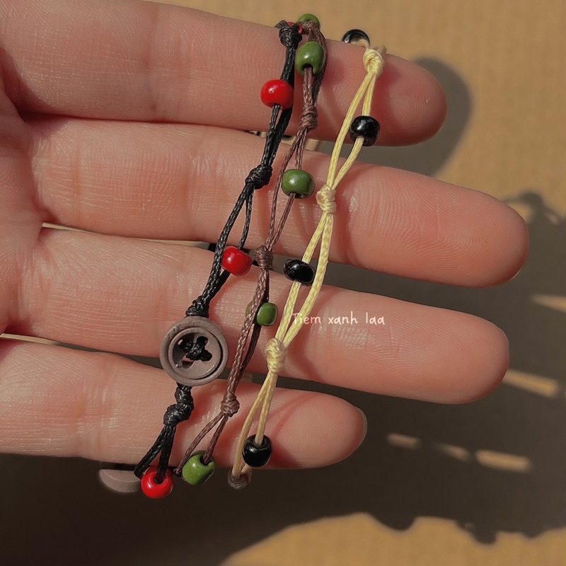 Vòng tay may mắn hạt cườm khuy gỗ | Vòng tay đôi,nhóm