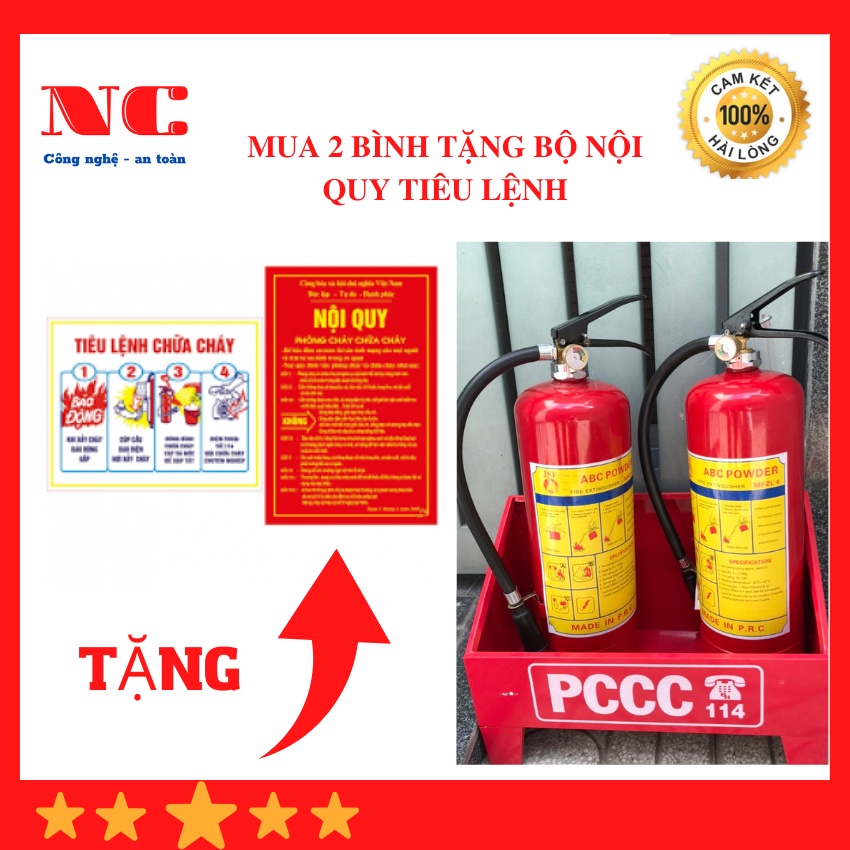 Combo 2 bình chữa cháy bột ABC 4kg tặng bộ nội quy tiêu lệnh - Thiết bị PCCC giá tốt
