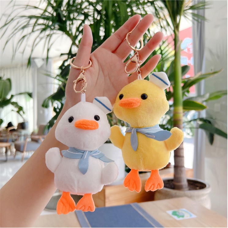 Móc khóa gấu bông hình Vịt thủy thủ độc đáo treo balo xinh xỉu trang trí túi xách dễ thương, Quà tặng bạn bè người thân