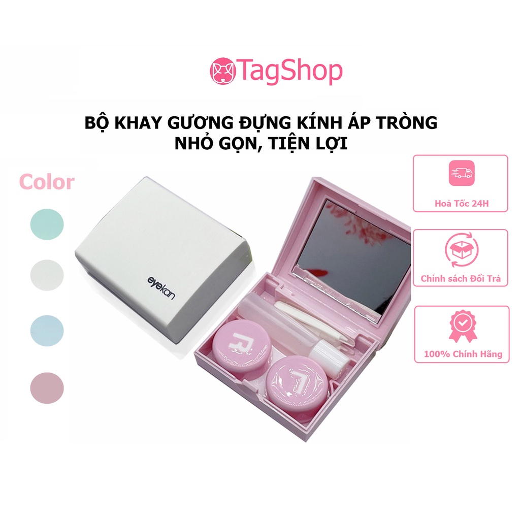 Bộ khay gương hỗ trợ đeo kính áp tròng và chiết nước ngâm du lịch nhỏ gọn tiện lợi