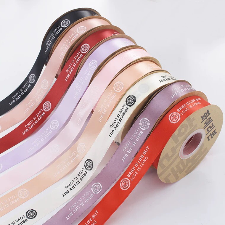 Ruy băng lụa chữ 2,5 cm , ruy băng vải cao cấp Loại 1 dày dặn giá rẻ