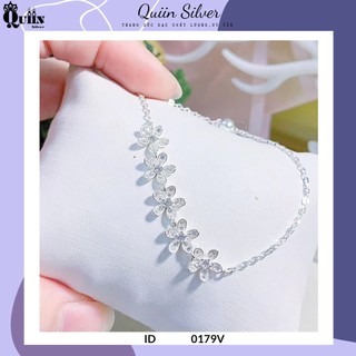 Vòng tay/Lắc tay bạc ta, bạc S925 Quiin - Vòng dây rút hình hoa năm cánh dành cho nữ 0179V