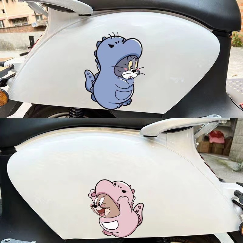 Hl Miếng Dán Phản Quang Hình Mèo Và Chuột Trang Trí Mũ Bảo Hiểm / Xe Hơi