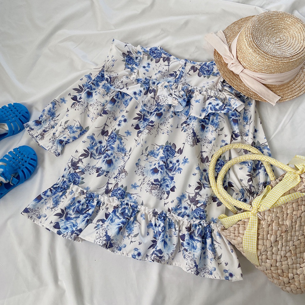 Cô gái bay tay váy mùa xuân và mùa thu váy trẻ em phiên bản hàn quốc phong cách cổ điển váy công chúa