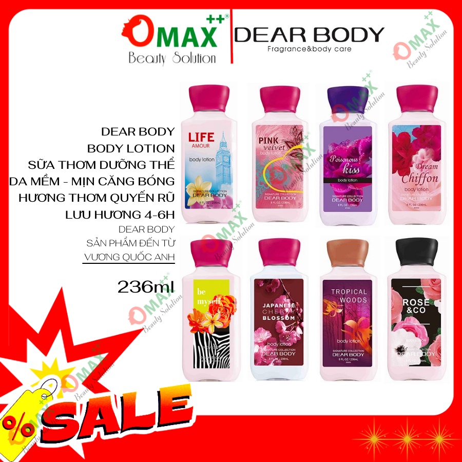 SỮA DƯỠNG THỂ HƯƠNG NƯỚC HOA DEAR BODY - BODY LOTION 236ml - CHĂM SÓC CƠ THỂ MỀM MỊN VÀ LƯU HƯƠNG SUỐT NHIỀU GIỜ