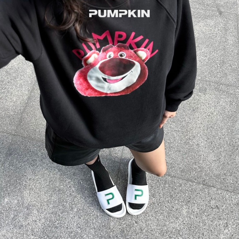Dép quai ngang da nam nữ PUMPKIN thêu chữ P form vừa đế độn unisex phong cách Local Brand