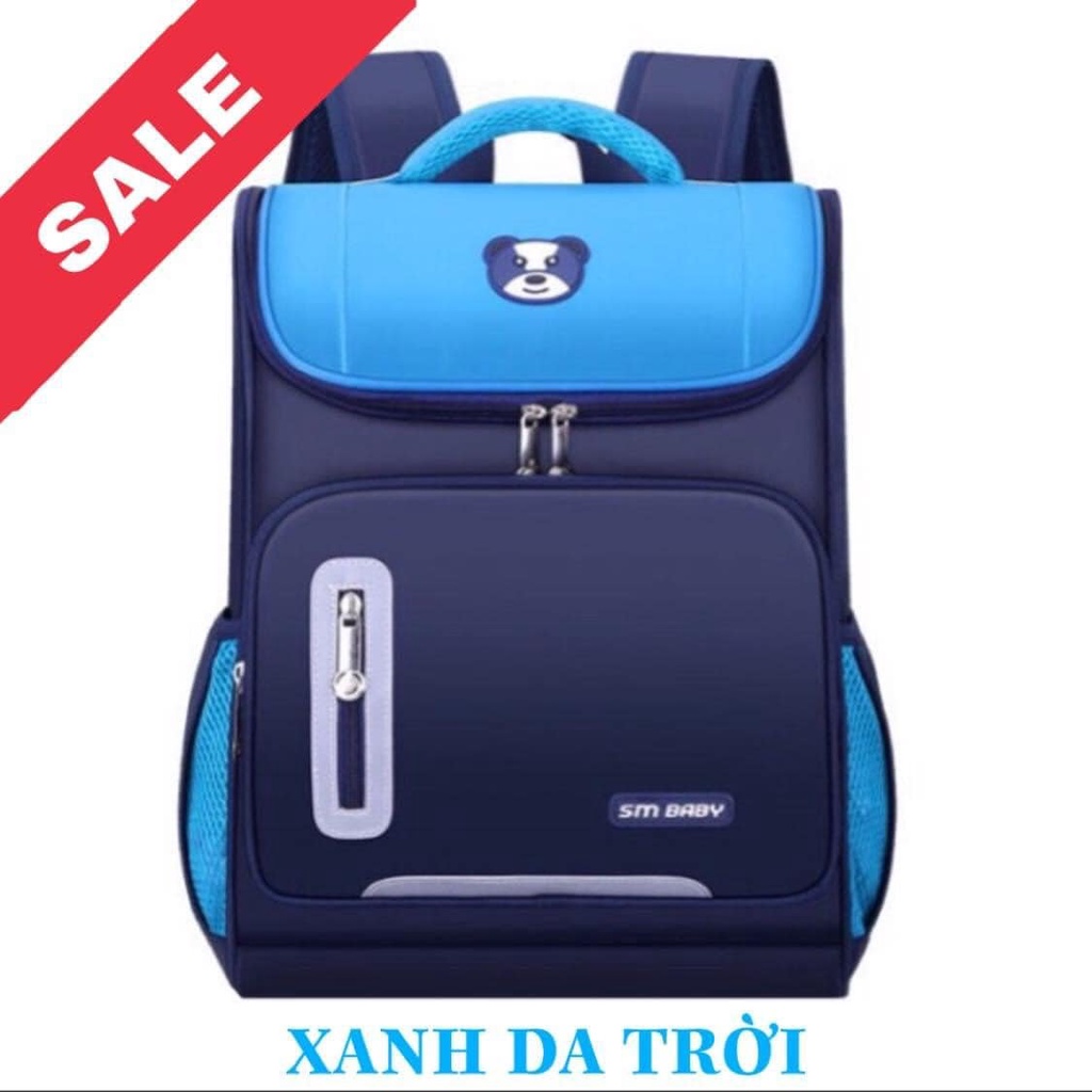 Balo đi học, balo gấu chống gù cho học sinh cấp 1, form hình hộp màu tươi nét