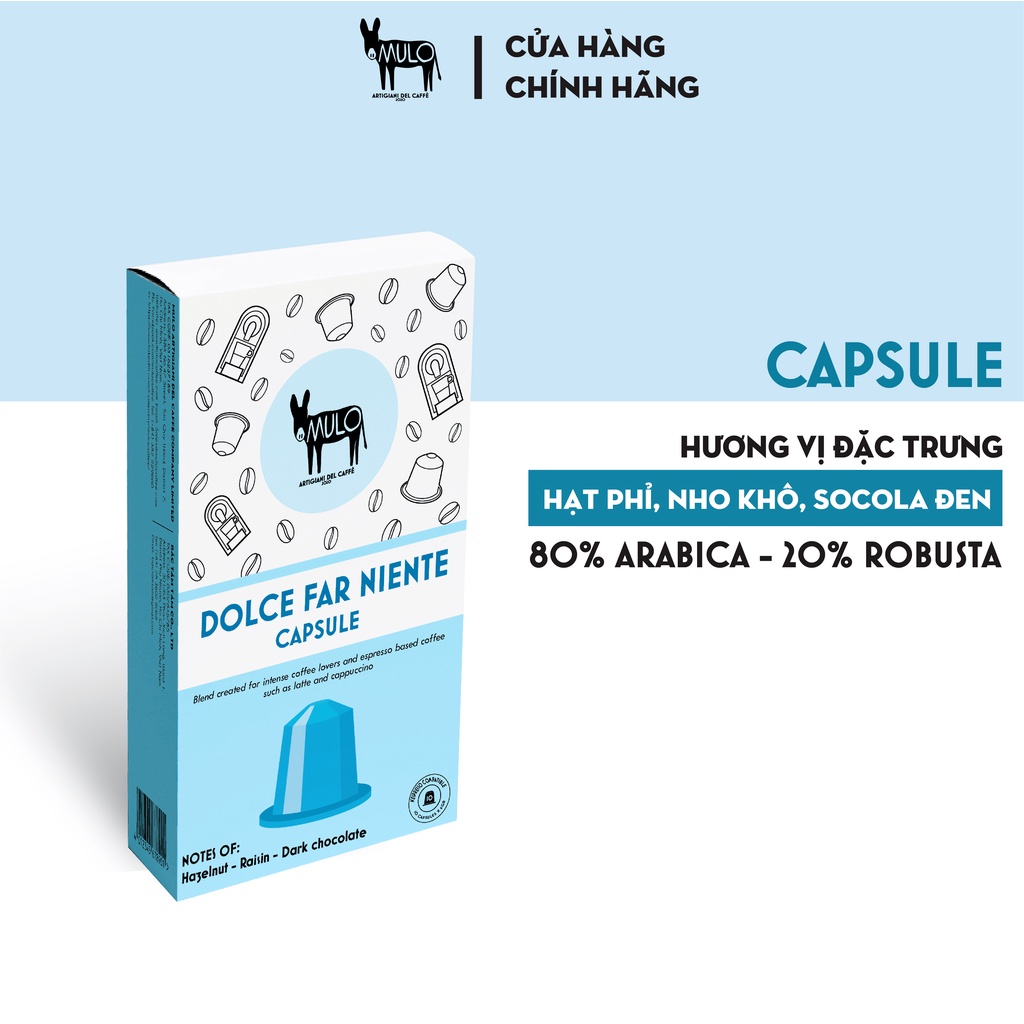 Cà phê viên nén Capsule DOLCE FAR NIENTE 10 viên/hộp - Cà Phê MULO