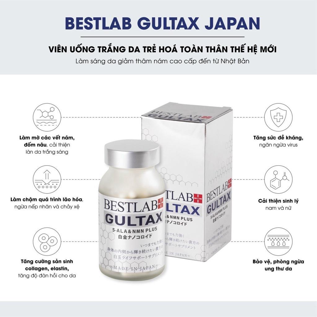Viên Trắng Da Bestlab Gultax 5-ALA & NMN Plus Nhật Bản Hộp 90 Viên - Mờ Thâm, Chống Lão Hóa