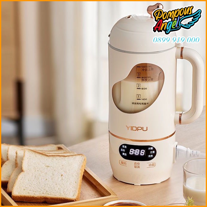 Máy xay nấu làm sữa hạt sinh tố mini cầm tay YIDPU màu trắng dung tích 1L bảo hành 12 tháng