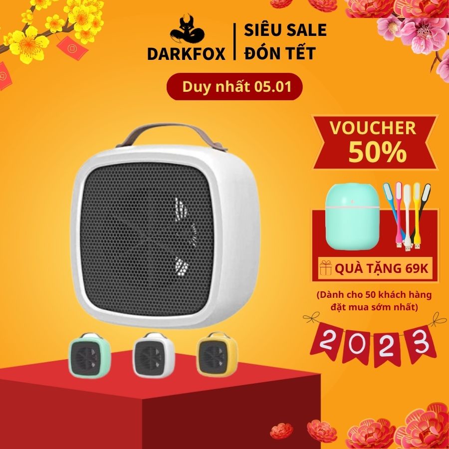Quạt sưởi mini DARKFOX, máy sưởi ấm để bàn mùa đông không mùi nhựa cho dân văn phòng tiện lợi 500W QSM04