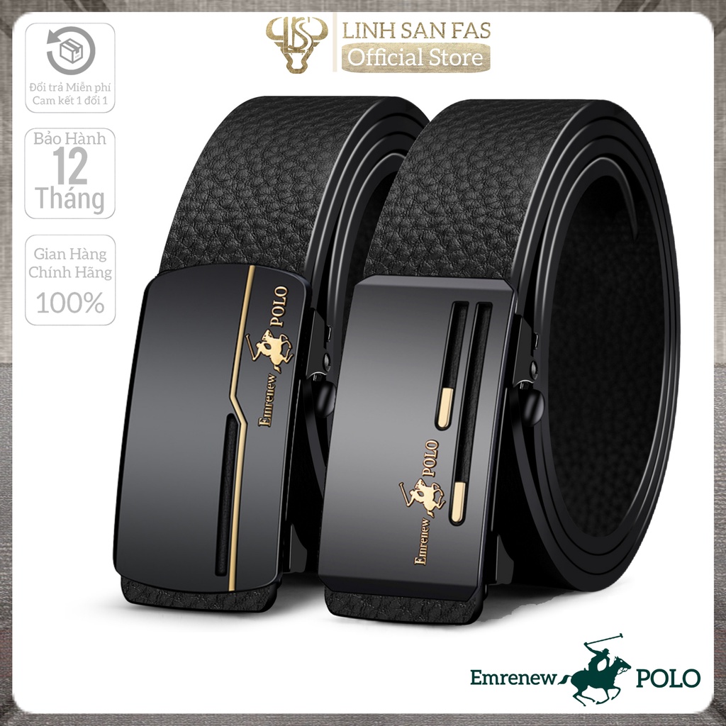Thắt Lưng Nam Dây lưng da bò cao cấp Emrenew POLO , Dây nịt nam bản nhỏ khóa tự động, LINH SAN FAS LB10.