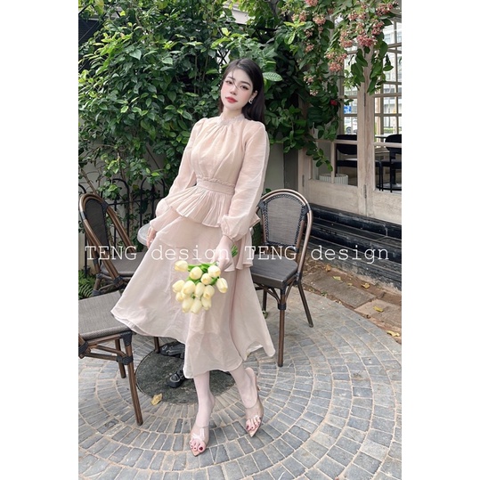 Váy ren phối cổ tơ bèo