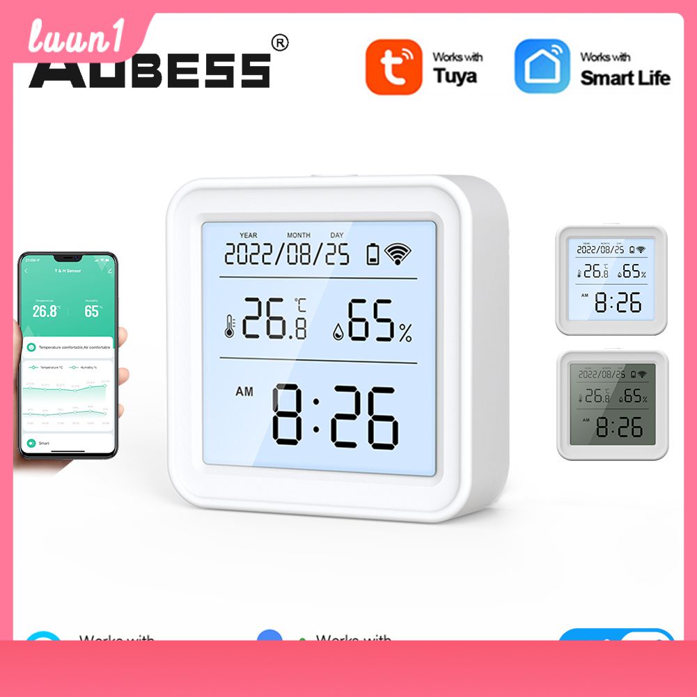 Hàng Có Sẵn Cảm Biến Nhiệt Độ Và Độ Ẩm Wifi Pin Có Màn Hình Lcd Hiển Thị Và Đèn Nền Hoạt Động Với Trợ Lý Alexa Google Hỗ Trợ Cuộc Sống Thông Minh/Tuya Thông Minh Thanh Toán Khi Nhận Hàng