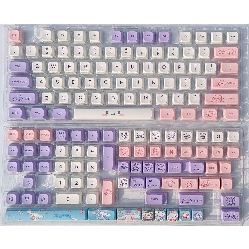 Nắp Đậy Phím XDA PBT 75% 65% 135% In Hình Chú Chó Màu Tím Oải Hương Dễ Thương