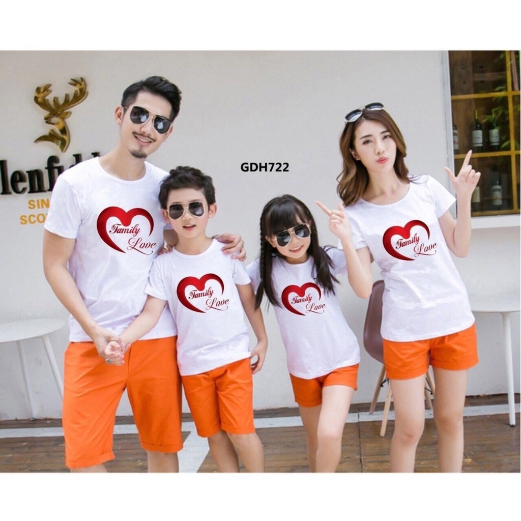 {giá sỉ} Áo thun gia đình mẫu Family love màu trắng thun cotton dày dặn giá rẻ vô địch